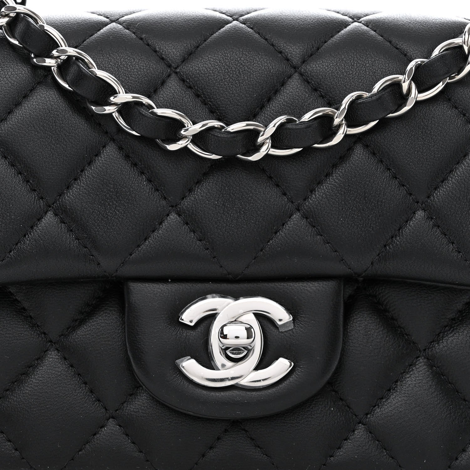Chanel Lambskin Quilted Mini Rectangular Flap Black 8 of 10