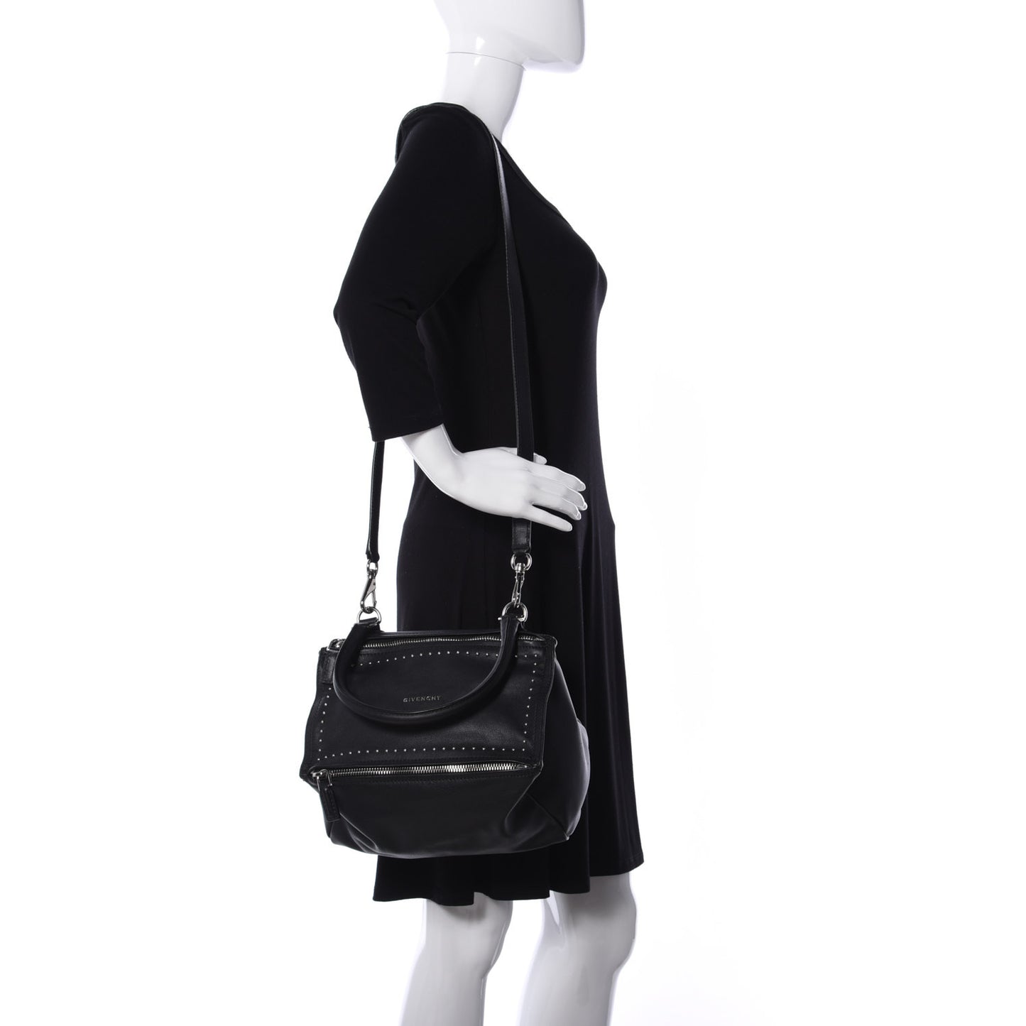 Calfskin Studded Small Pandora Black