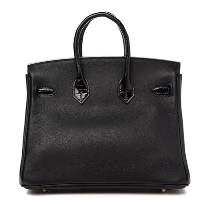 Hermes Taurillon Novillo Shiny Niloticus Crocodile Birkin Touch 25 Black 4 of 35