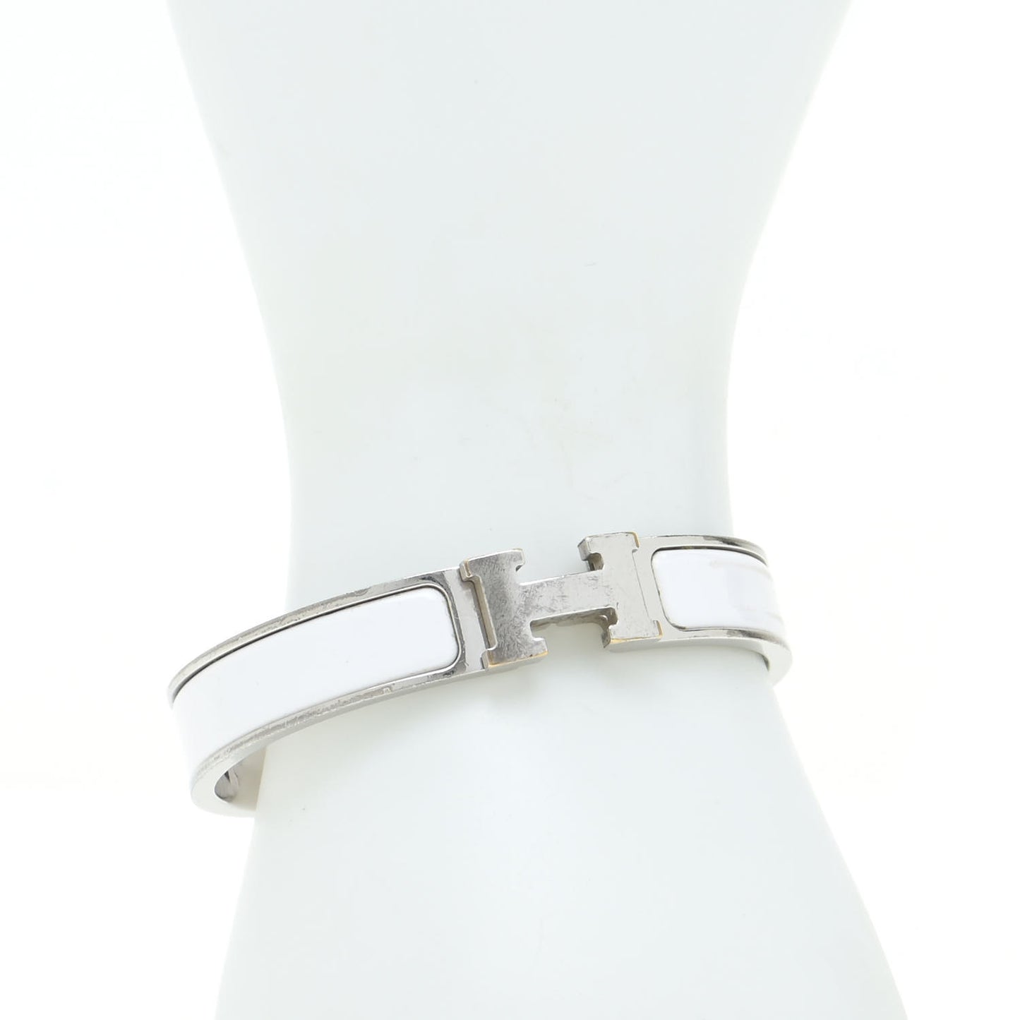 Enamel Narrow Clic Clac H Bracelet PM White