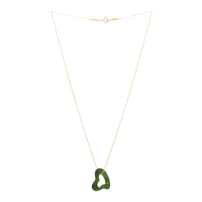 Tiffany 18K Yellow Gold Jade 23mm Elsa Peretti Open Heart Pendant Necklace 2 of 4