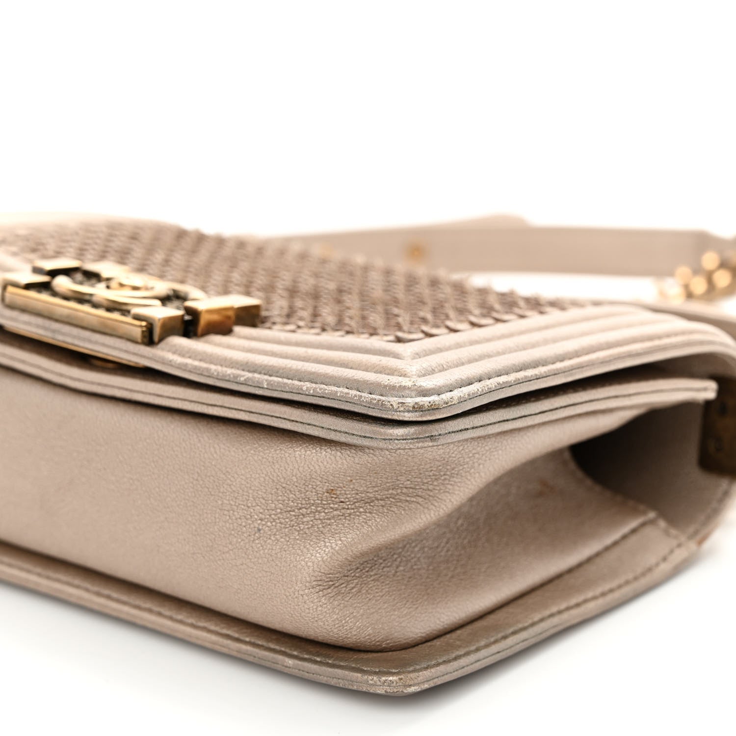 Chanel Metallic Lambskin Small Scaled Boy Flap Gold 10 of 10