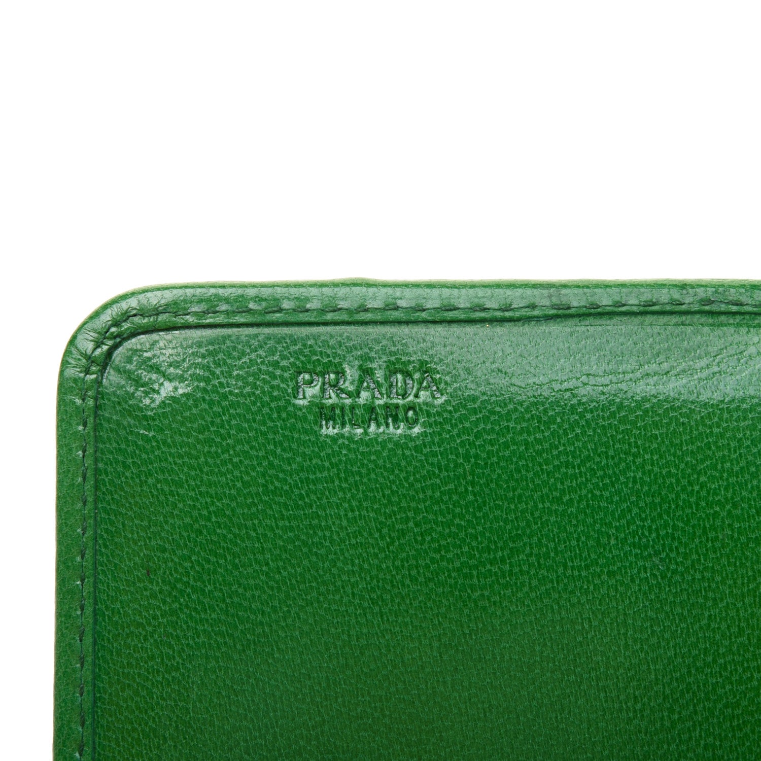 Prada Goatskin Woven Wristlet Wallet Verde 8 of 12