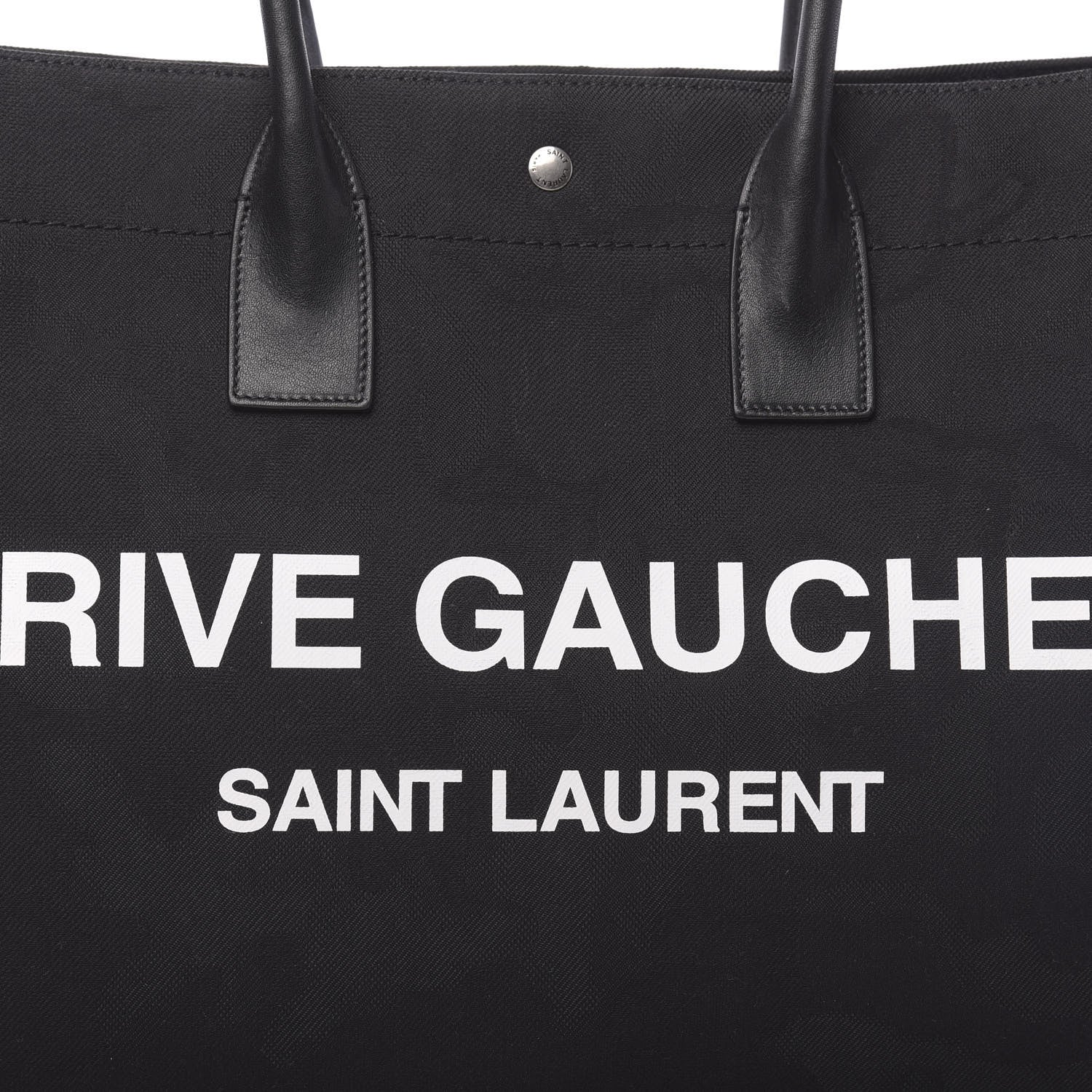 Saint Laurent Linen Calfskin Rive Gauche Tote Black 7 of 9