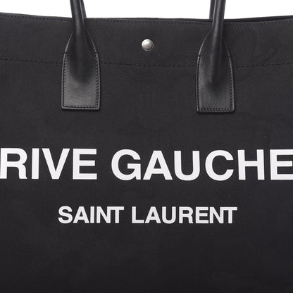 Saint Laurent Linen Calfskin Rive Gauche Tote Black 7 of 9