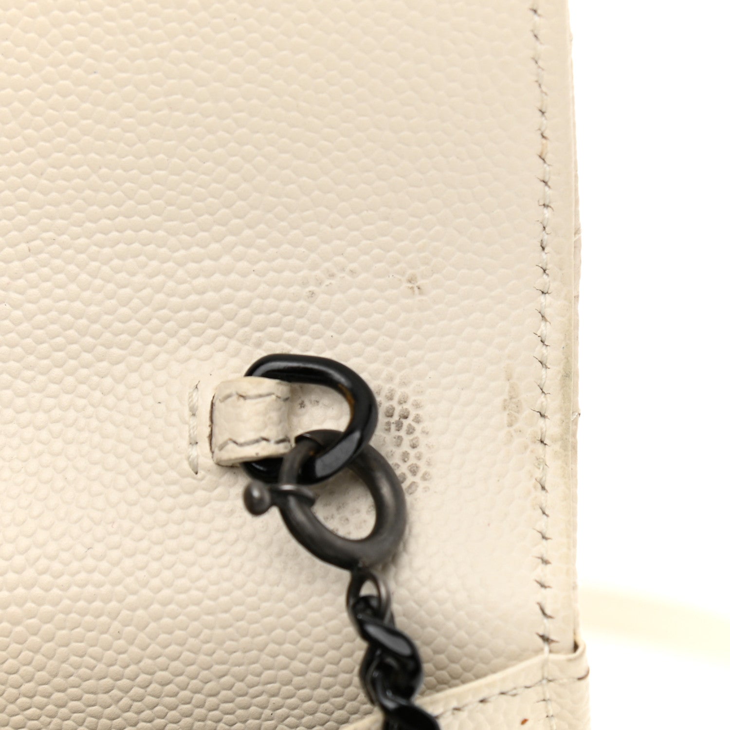 Saint Laurent Grain De Poudre Matelasse Chevron Monogram Envelope Chain Wallet Dove White 11 of 22