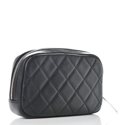 Chanel Lambskin Quilted Small Curvy Pouch Cosmetic Case Black 3 of 10