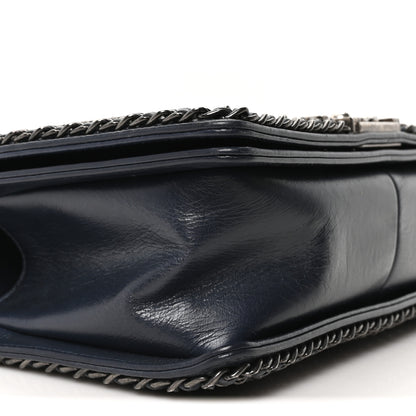 Chanel Glazed Calfskin Quilted Medium Boy Chained Flap Blue 9 of 10