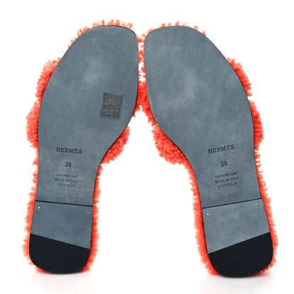 Hermes Woolskin Oran Sandals 38 Orange 5 of 8