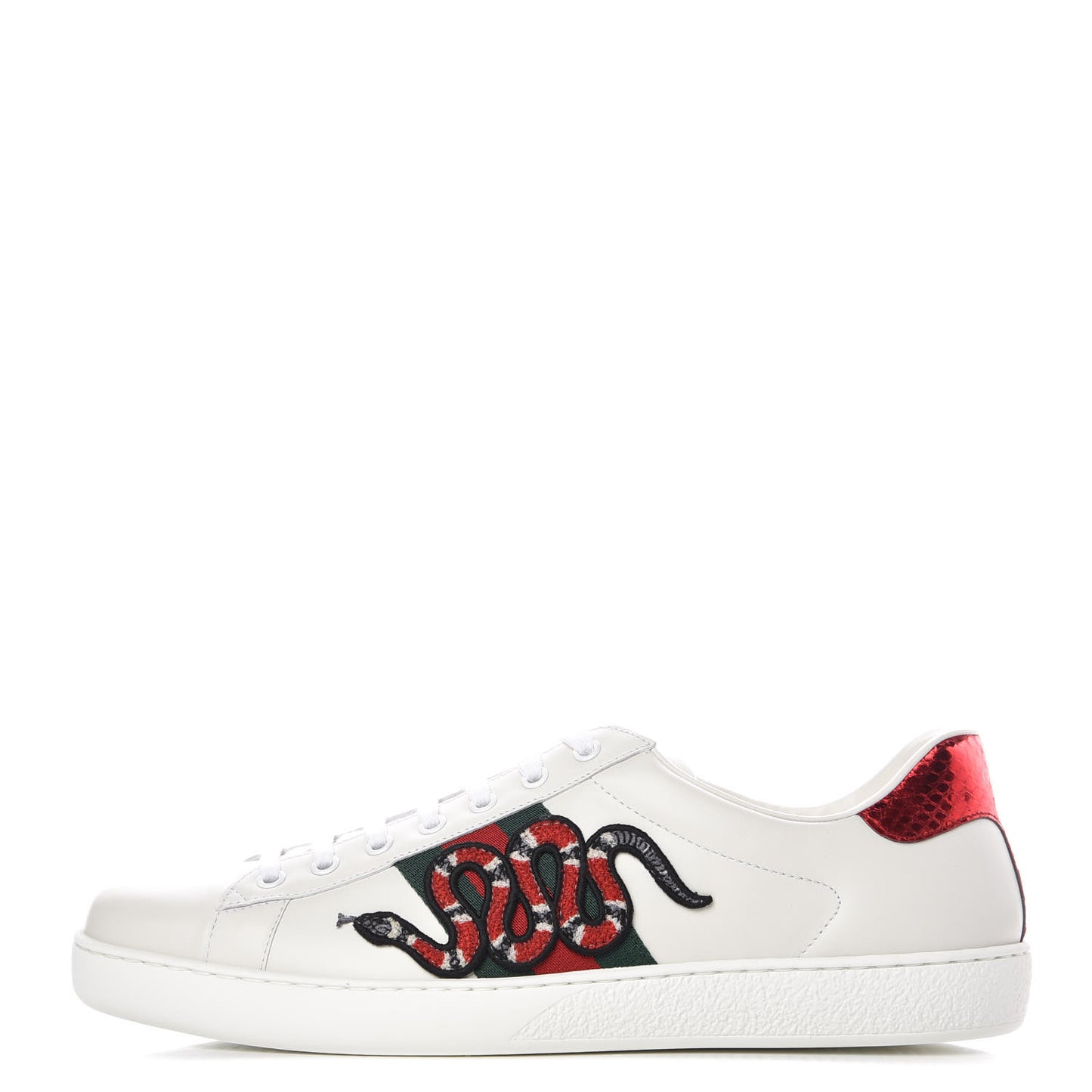 Calfskin Ayers Kingsnake Embroidered Mens Ace Sneakers 11 Green Red