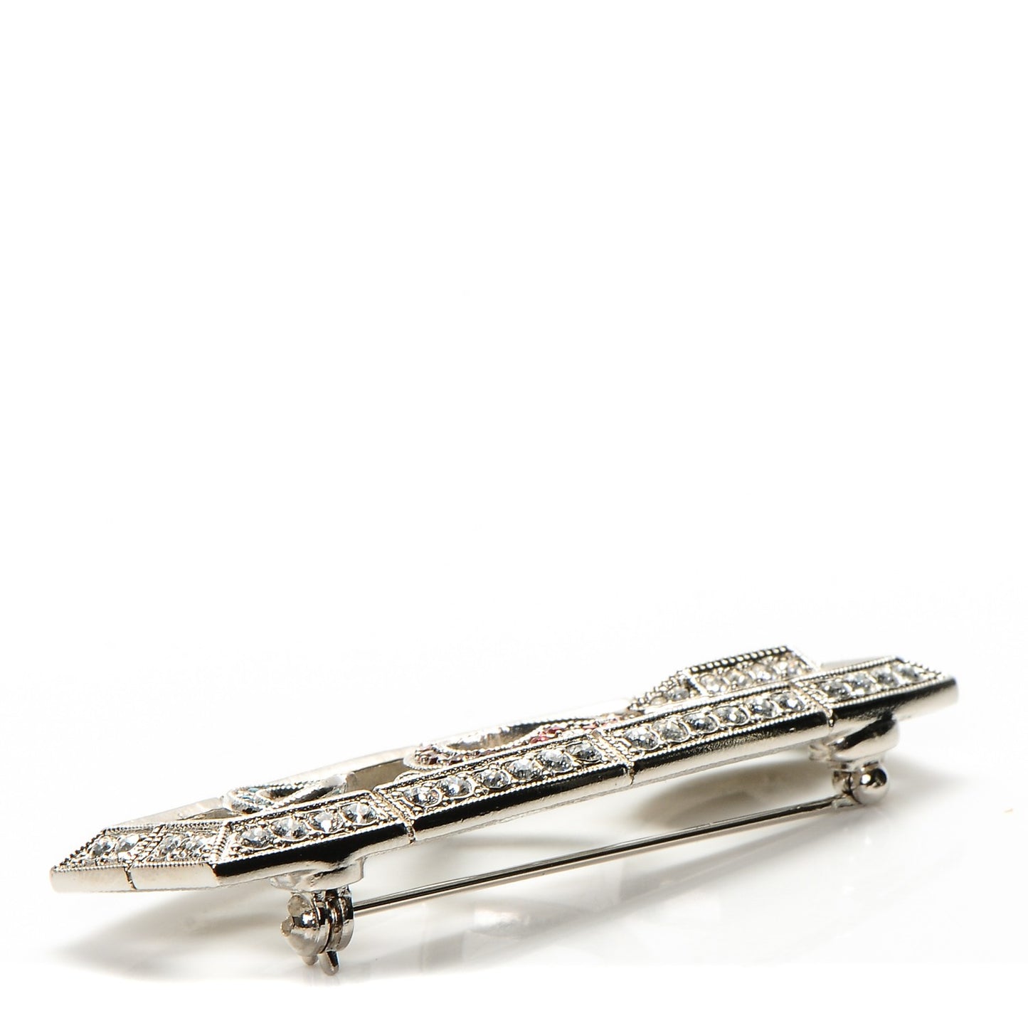 Crystal Eye Heart CC Brooch Silver