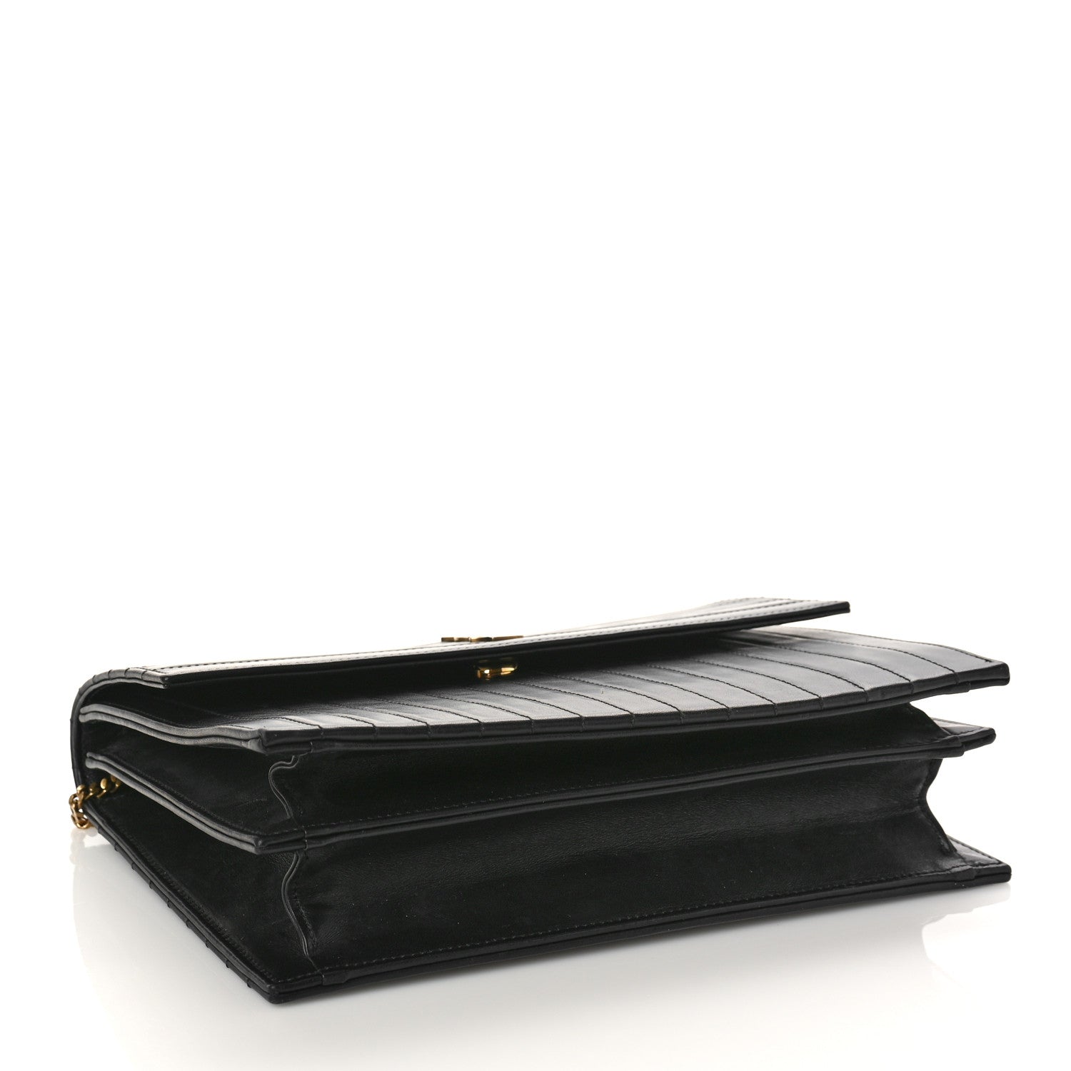 Saint Laurent Calfskin Matelasse Victoire Chain Wallet Black 4 of 10