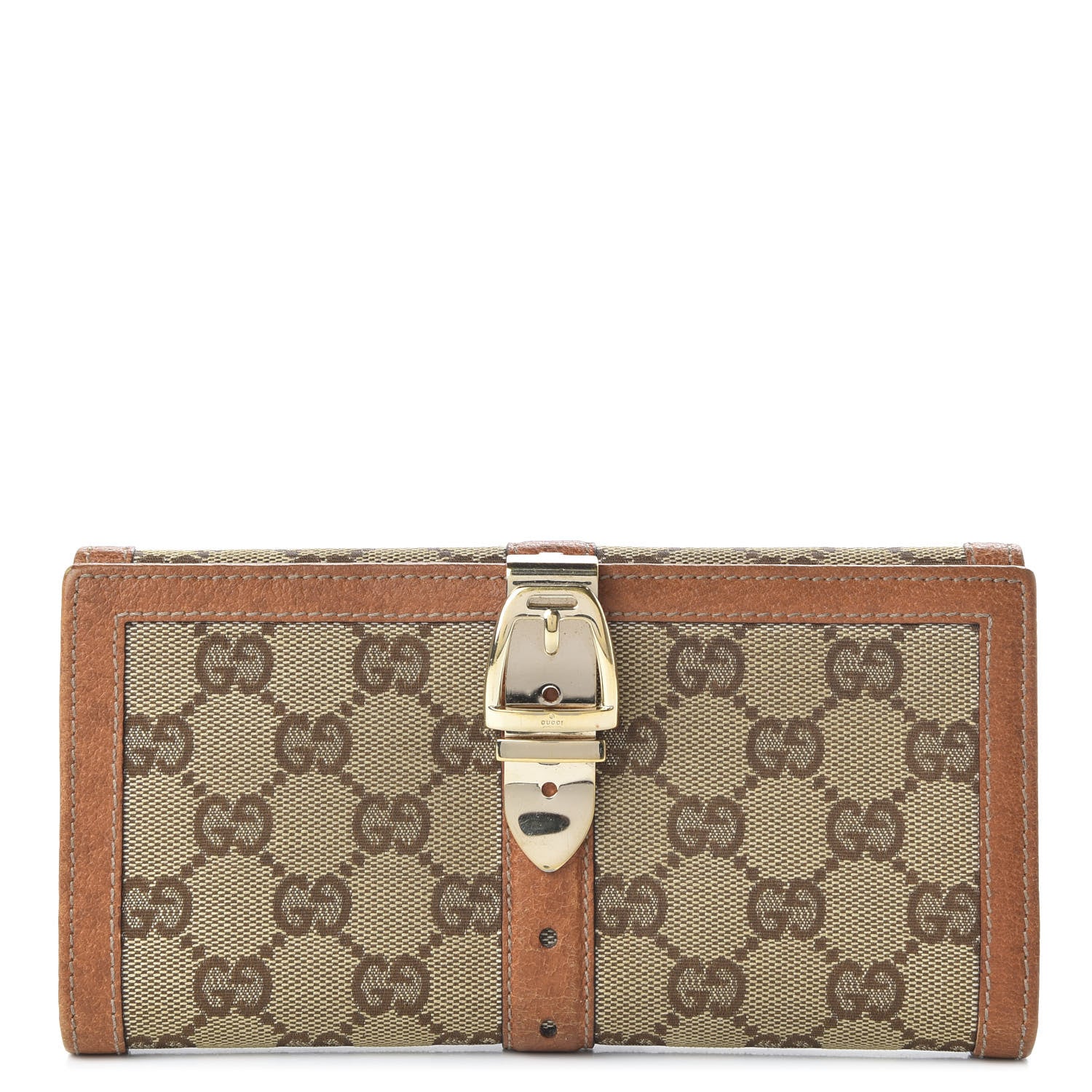 Gucci Monogram Buckle Continental Wallet Brown 1 of 10