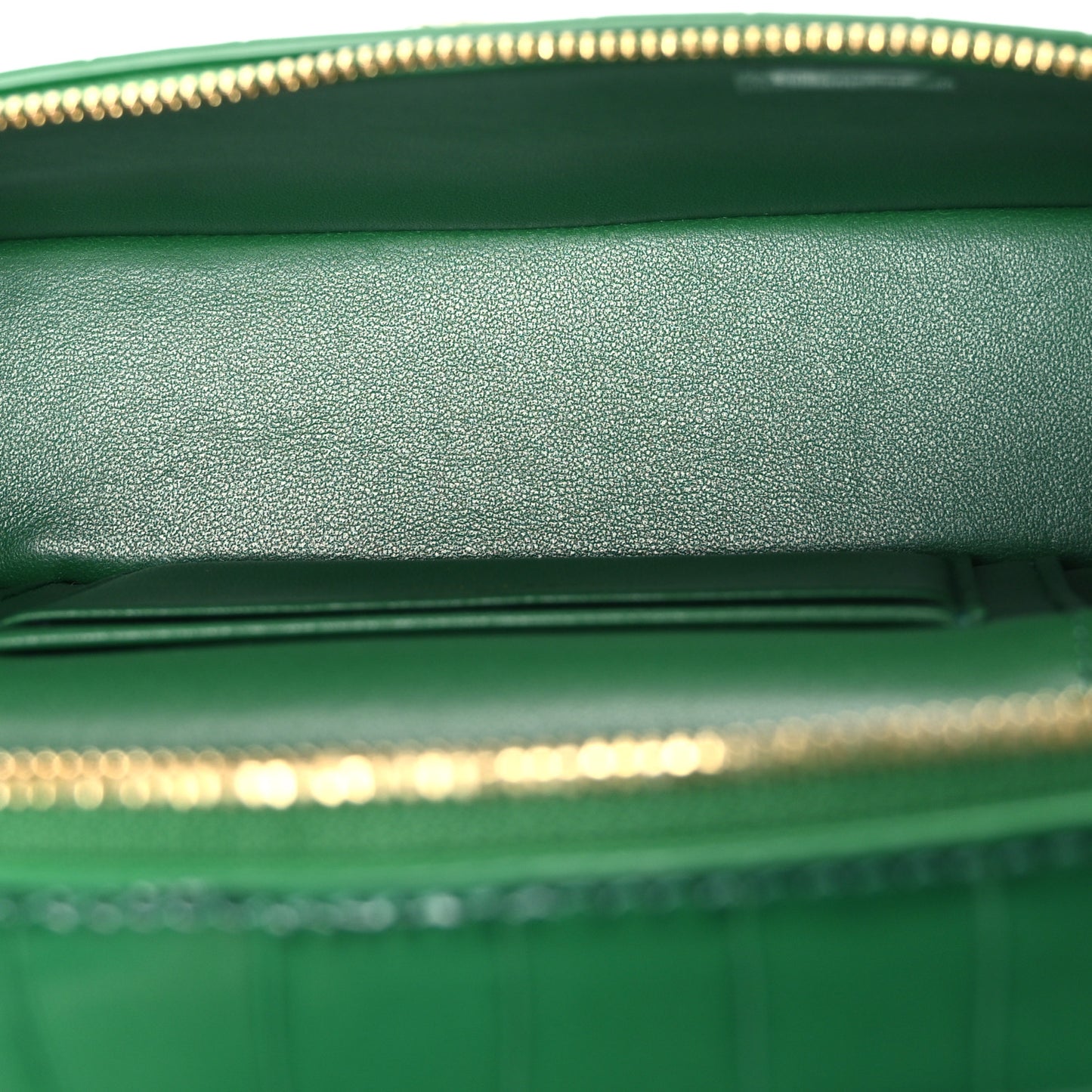 Calfskin Crocodile Embossed Crococo Top Handle Slim Vanity Case With Chain Green