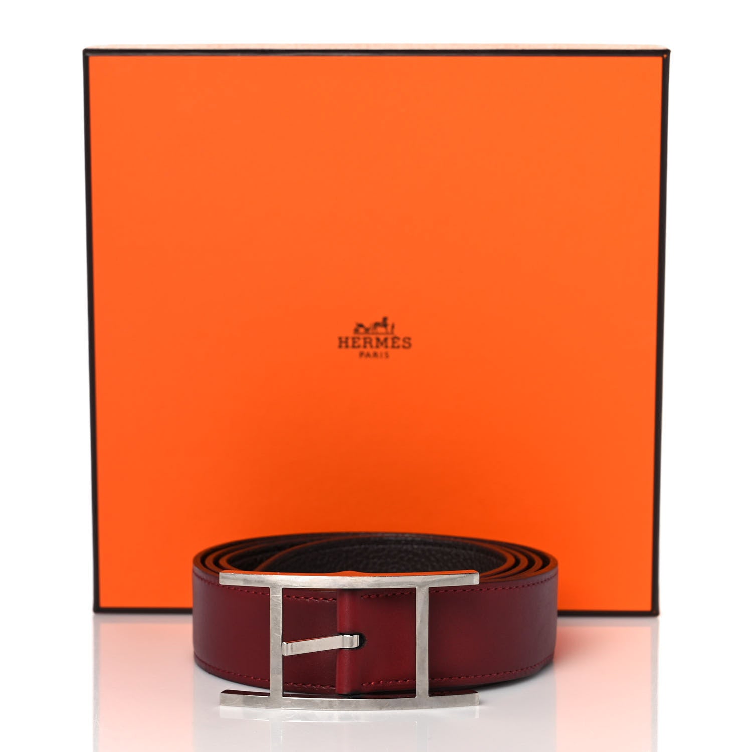 Hermes Box Togo Hapi Belt 105 Rouge H Black 5 of 5