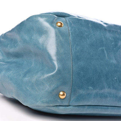 Prada Vitello Shine Top Handle Tote Turchese 9 of 11