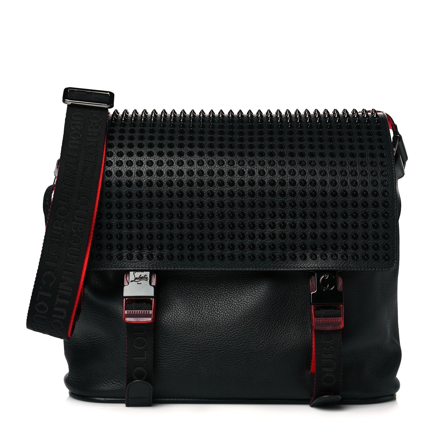 Christian Louboutin Calfskin Spikes Loubiclic Messenger Black 1 of 10