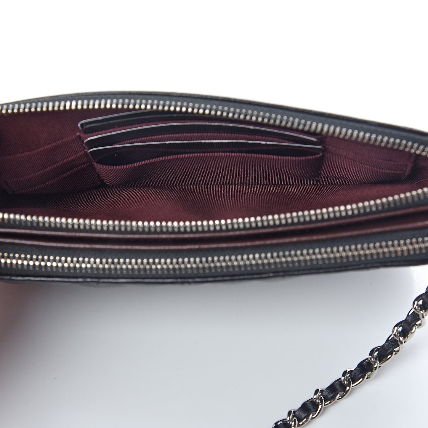 Lambskin Quilted Small Clutch With Chain Black
