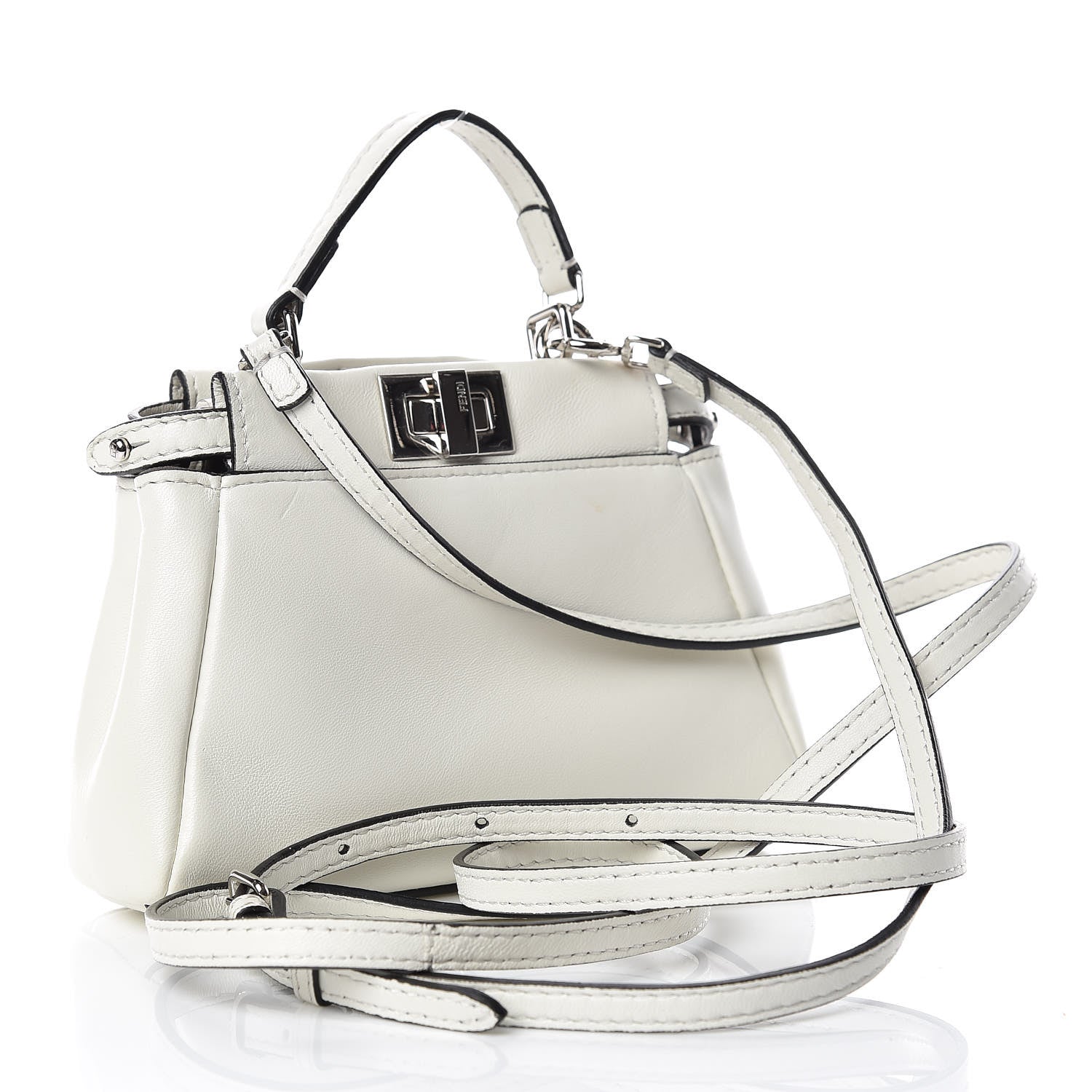 Fendi Shiny Nappa Micro Peekaboo Iconic Satchel White 3 of 9
