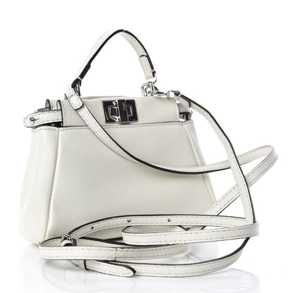 Fendi Shiny Nappa Micro Peekaboo Iconic Satchel White 3 of 9