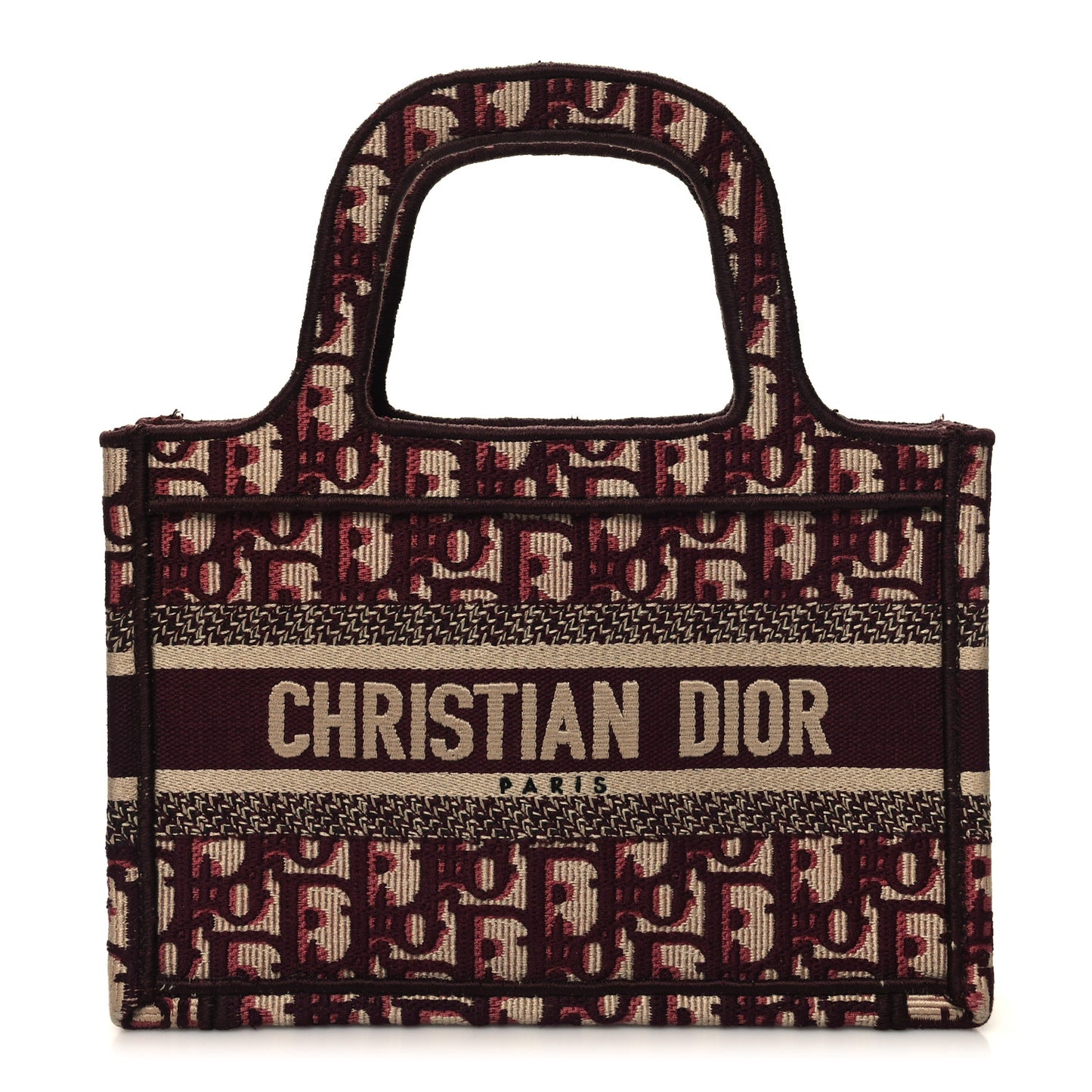 Oblique Mini Book Tote Burgundy Multicolor