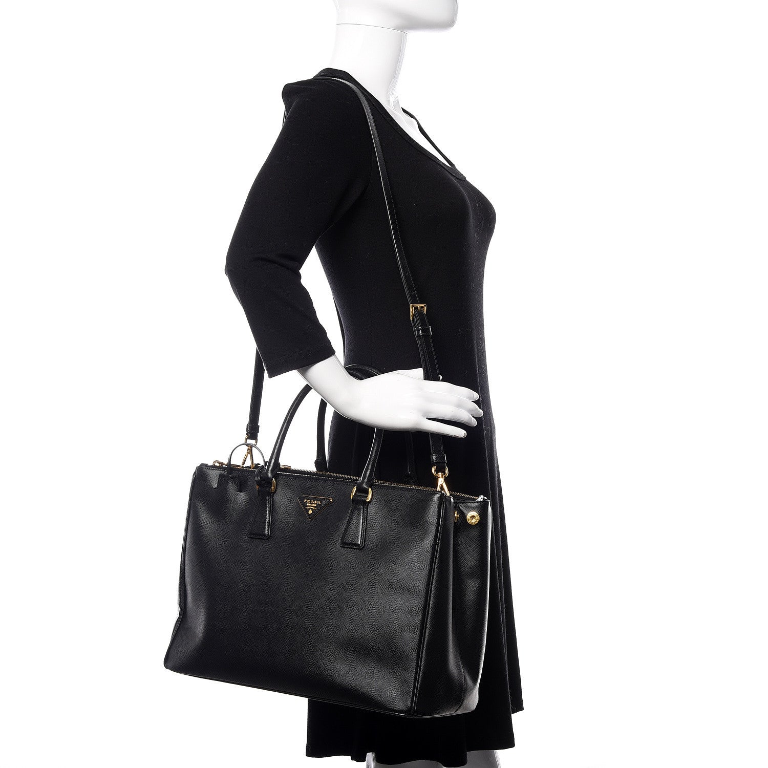 Prada Saffiano Large Galleria Double Zip Tote Black 2 of 9