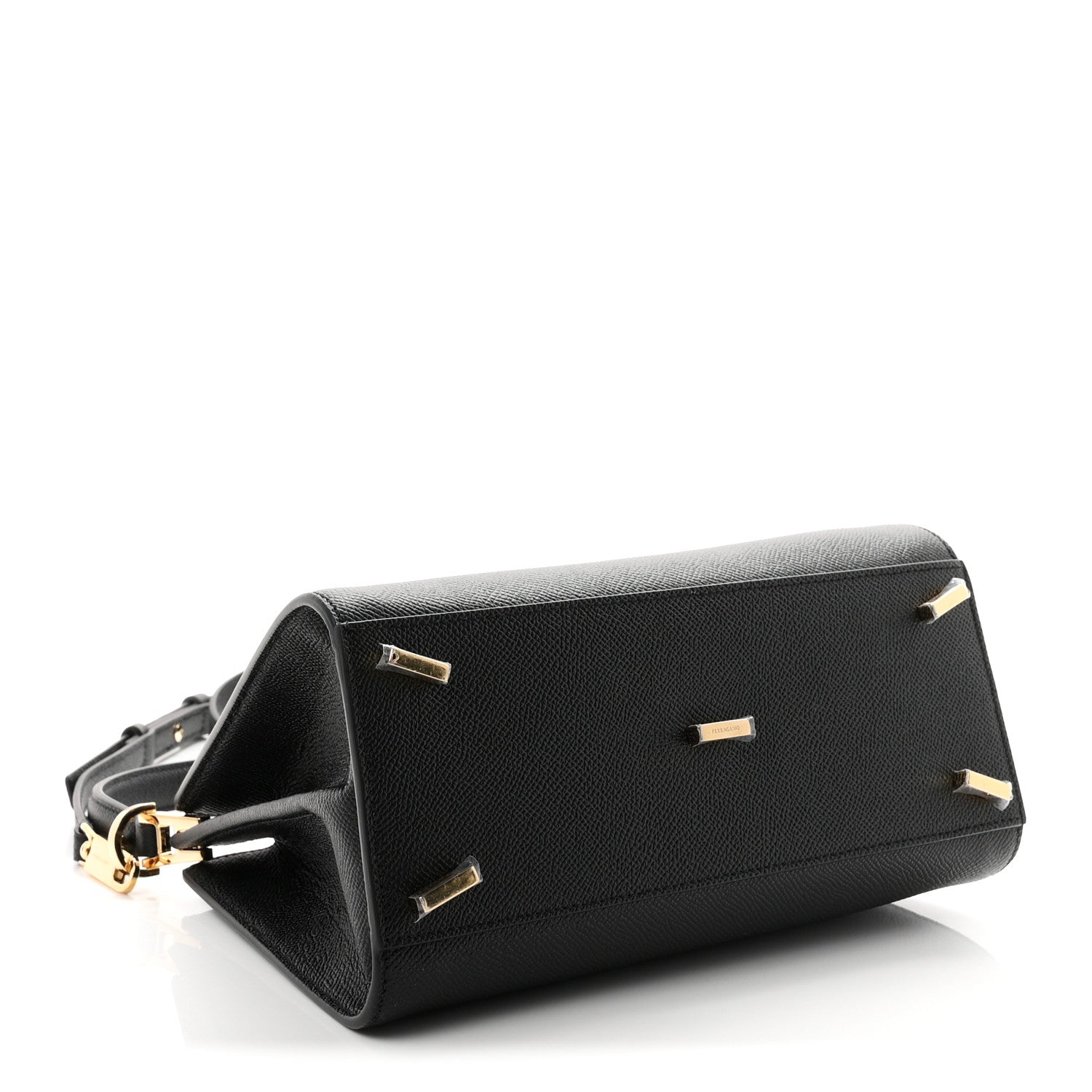 Salvatore Ferragamo Hammered Calfskin XS New Studio Box Bag Black 4 of 9