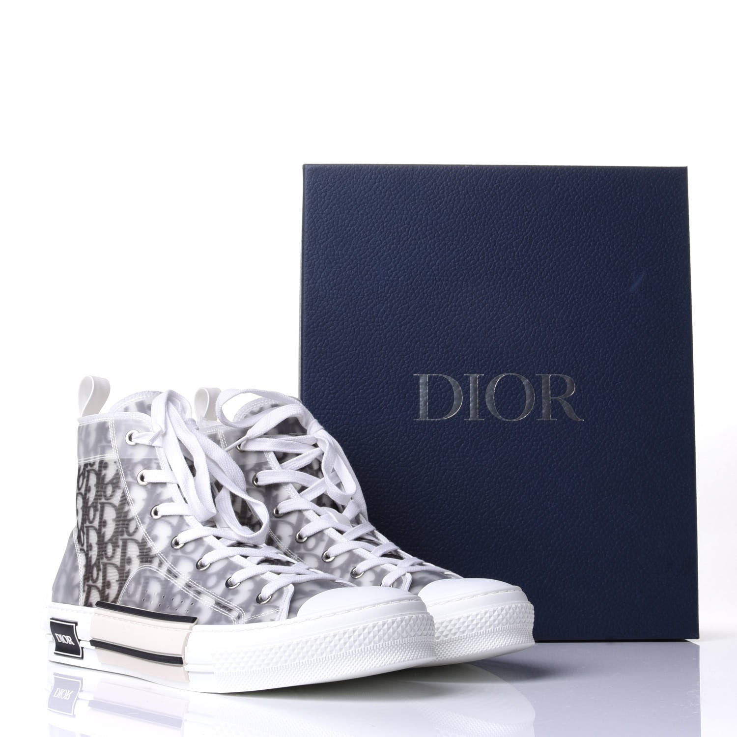 Christian Dior Technical Canvas Oblique Mens B23 High Top Sneakers 44 White Black 11 of 11