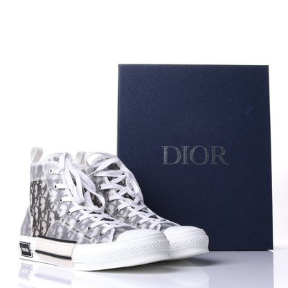 Christian Dior Technical Canvas Oblique Mens B23 High Top Sneakers 44 White Black 11 of 11