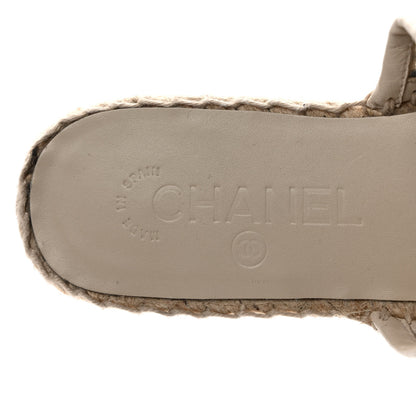 Chanel Mesh Grosgrain CC Espadrilles Mule 36 Beige Black 7 of 8