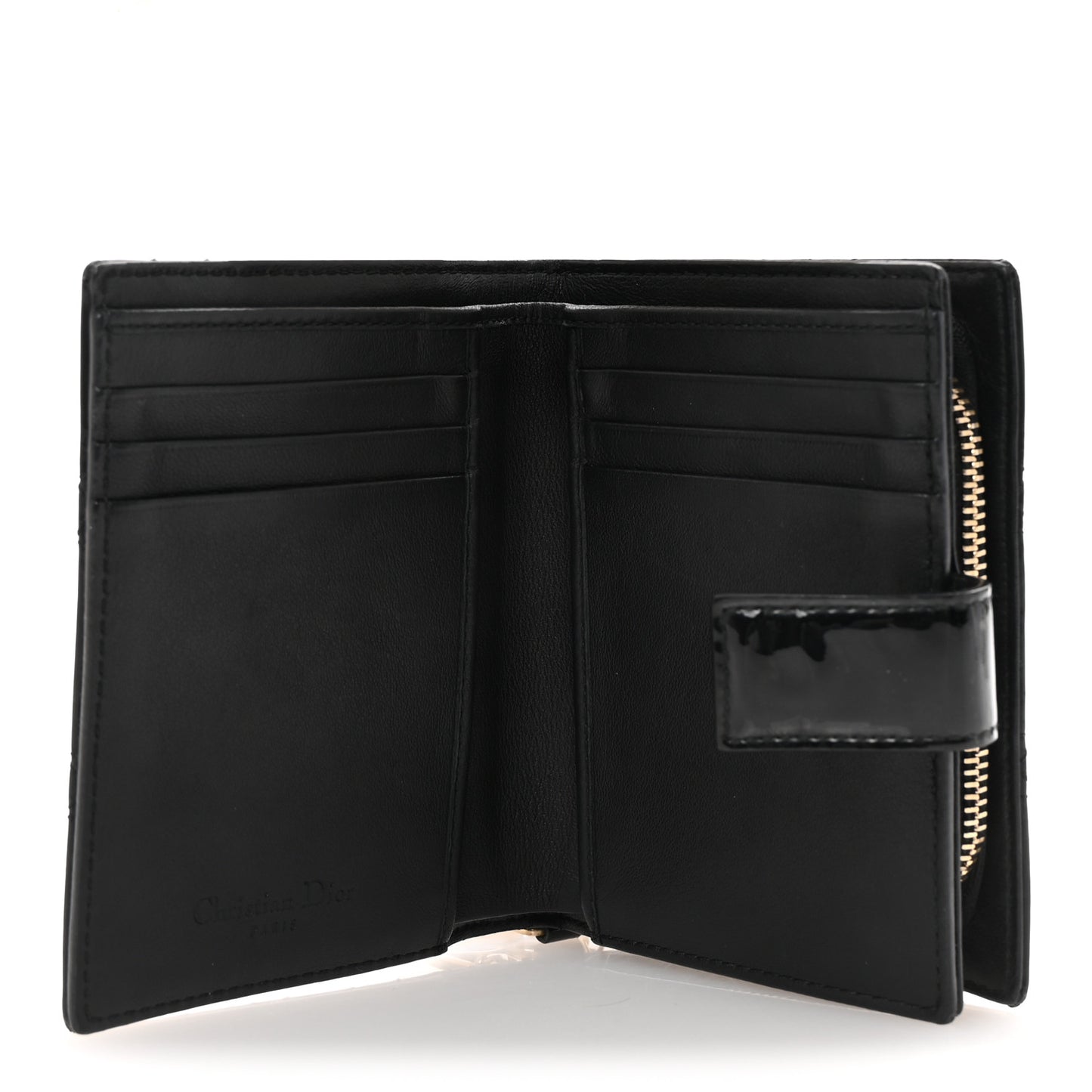 Patent Cannage Lady Dior Eden Wallet Black