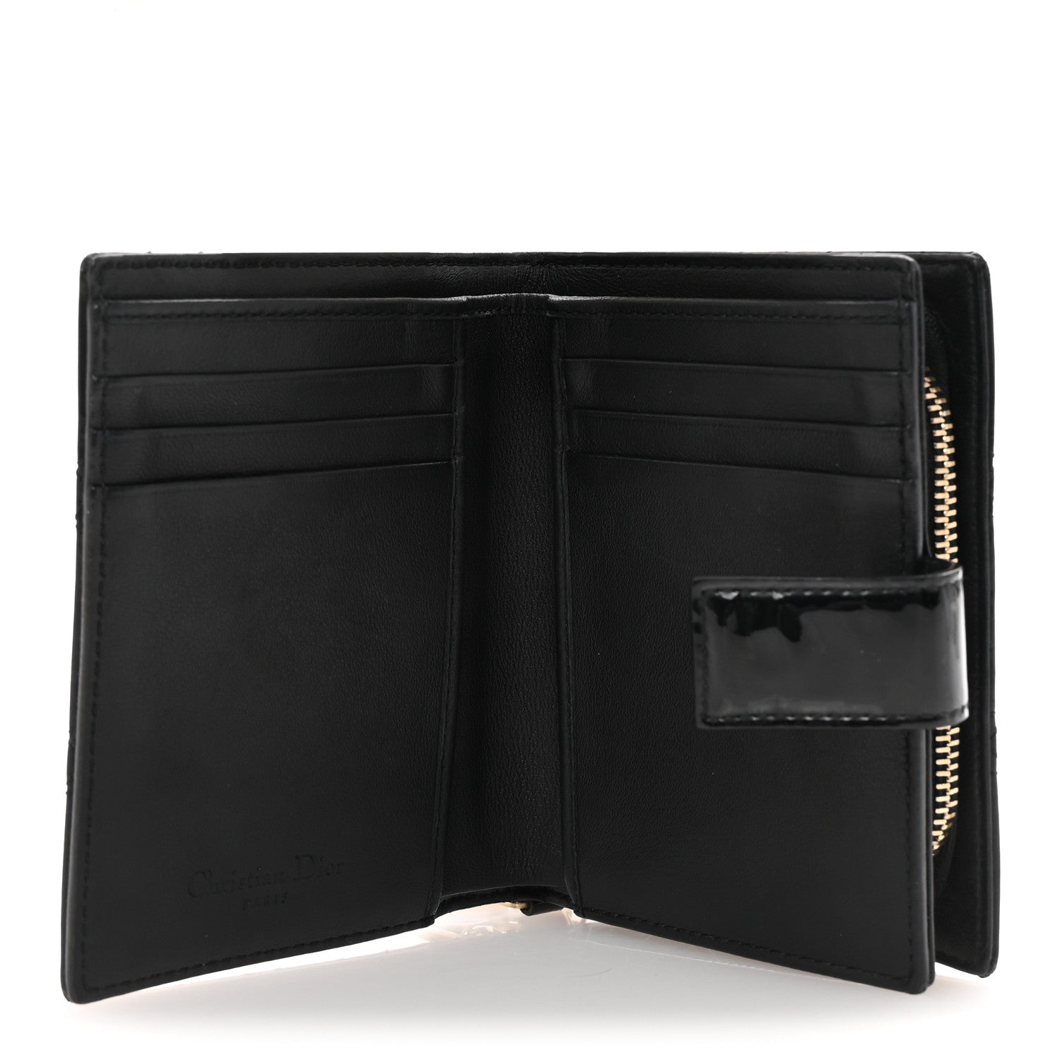 Christian Dior Patent Cannage Lady Dior Eden Wallet Black 5 of 7