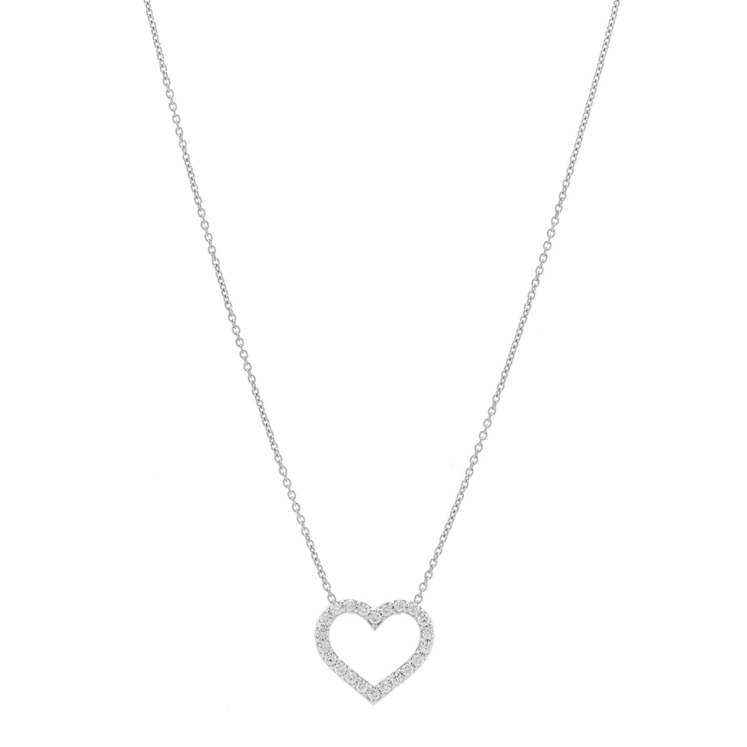 Roberto Coin 18K White Gold Diamond Open Heart Pendant Necklace 1 of 3