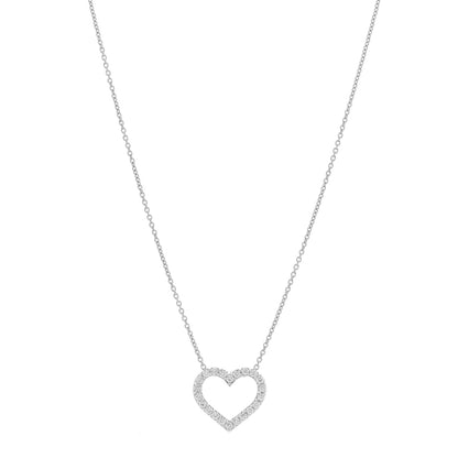Roberto Coin 18K White Gold Diamond Open Heart Pendant Necklace 1 of 3