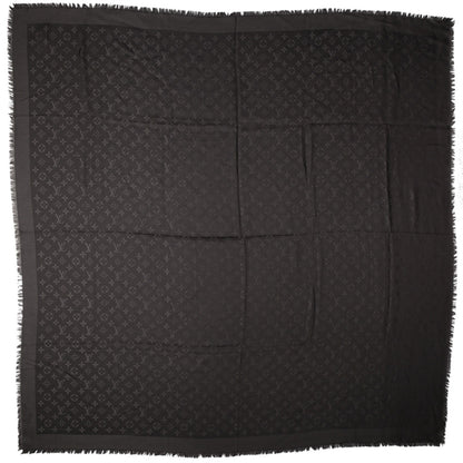 Louis Vuitton Wool Silk Monogram Shawl Anthracite 3 of 5