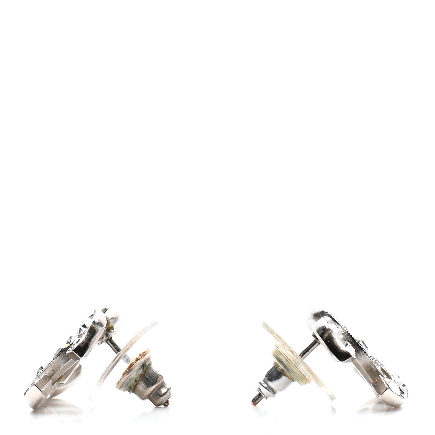 Baguette Crystal CC Earrings Silver