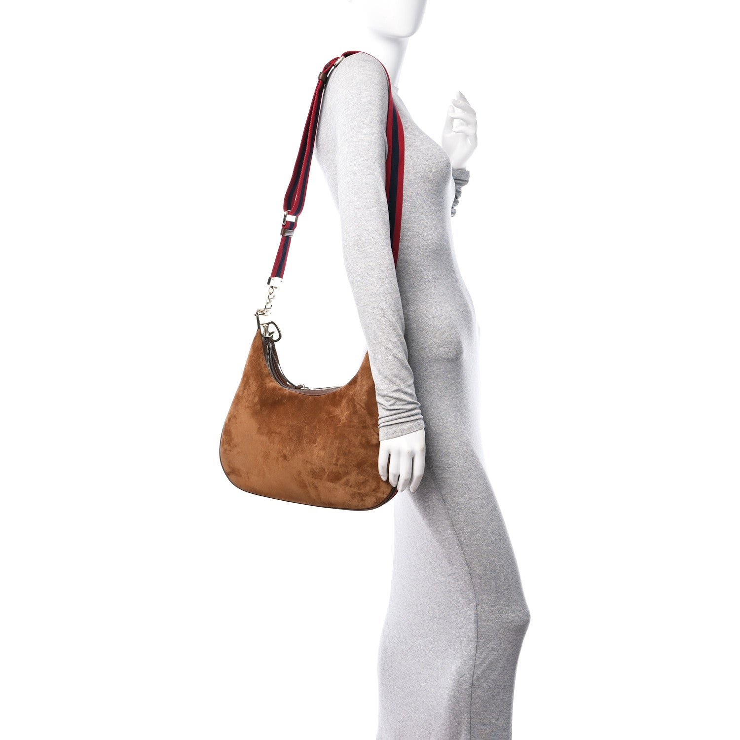 Gucci Suede Web Large Attache Shoulder Bag Brown 2 of 11