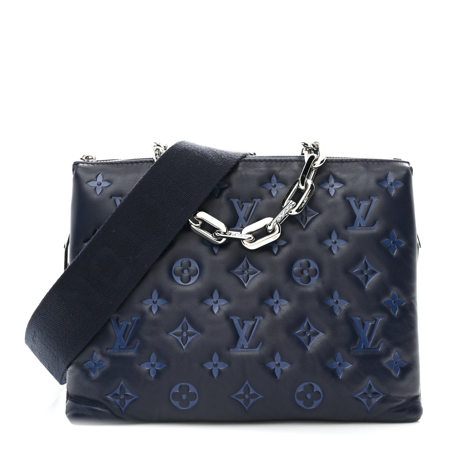 Lambskin Embossed Monogram Coussin PM Navy
