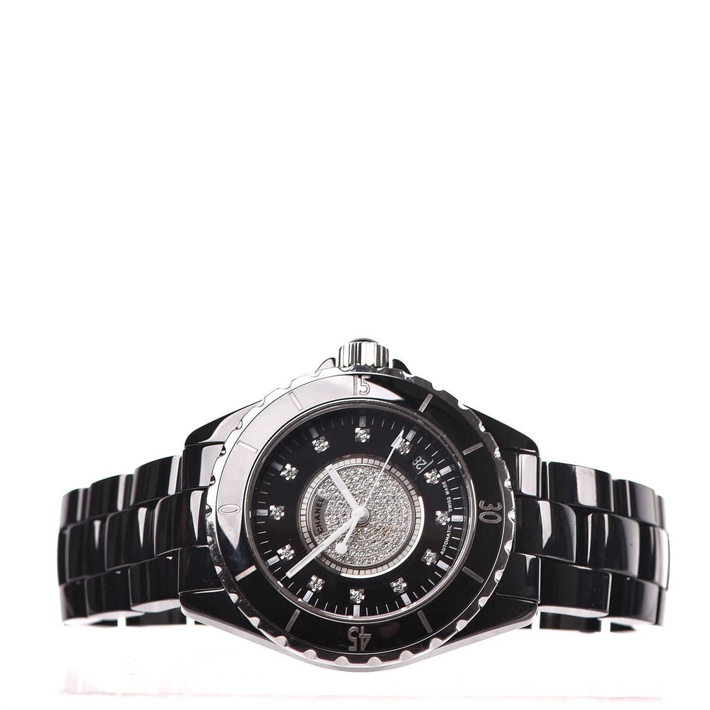 Stainless Steel Ceramic Diamond Dial 38mm J12 Automatic Watch Black