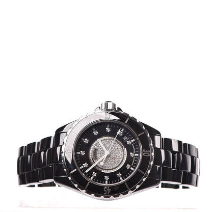 Chanel Stainless Steel Ceramic Diamond Dial 38mm J12 Automatic Watch Black 3 of 8