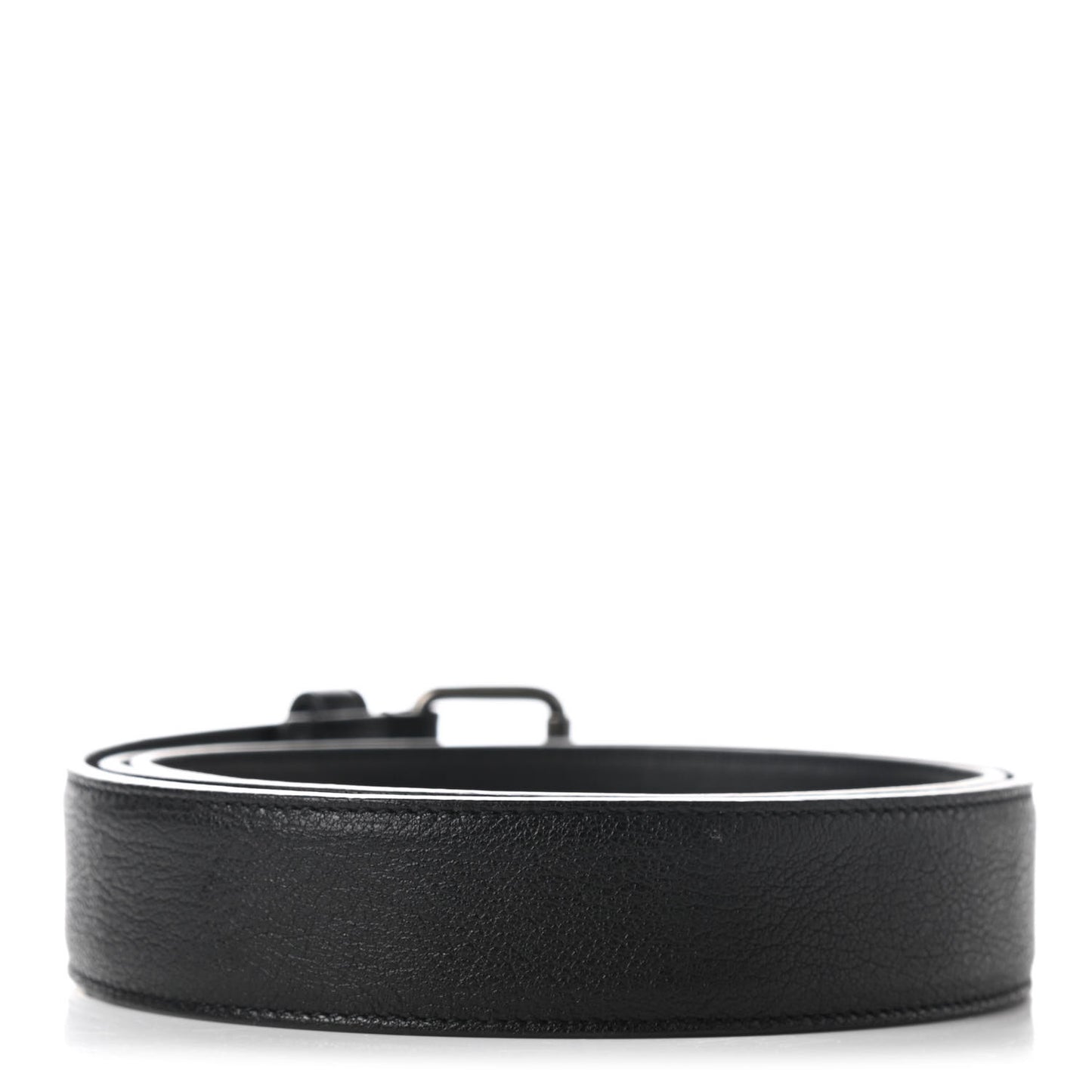 Goatskin Monogram Buckle Belt Black
