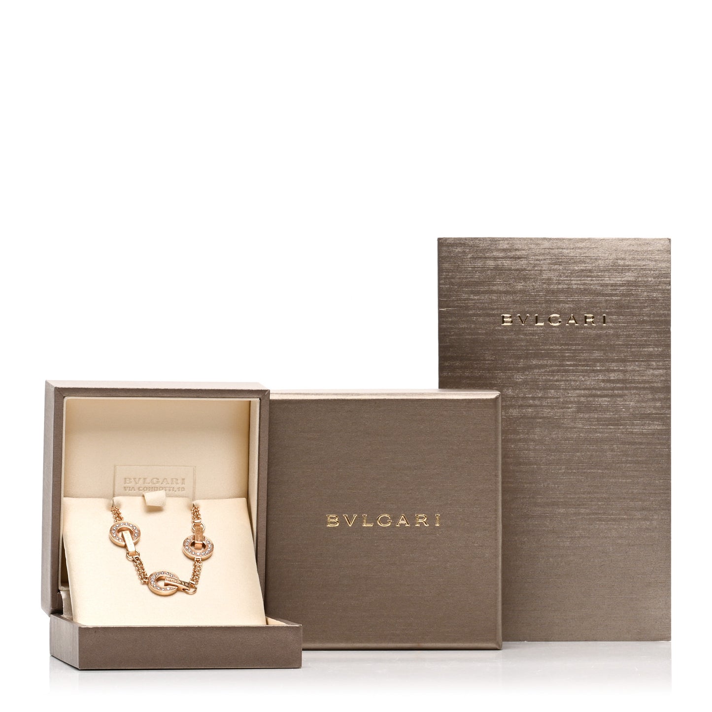 18K Rose Gold Diamond BVLGARI BVLGARI Openwork Bracelet SM