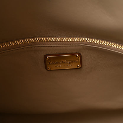 Salvatore Ferragamo Calfskin Large Sookie Satchel Brown 6 of 9