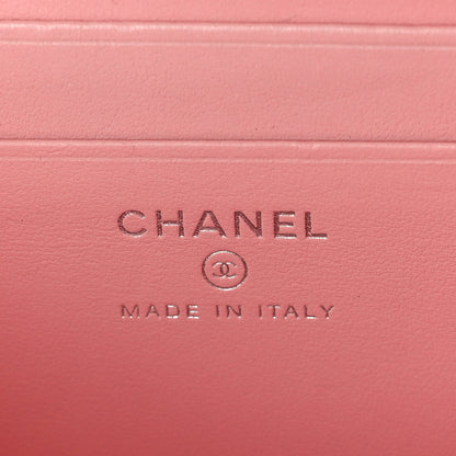 Chanel Caviar Quilted Striped CC Filigree Clutch With Chain Pink White 6 of 10