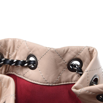 Chanel Aged Calfskin Quilted Gabrielle Backpack Beige Black 12 of 13
