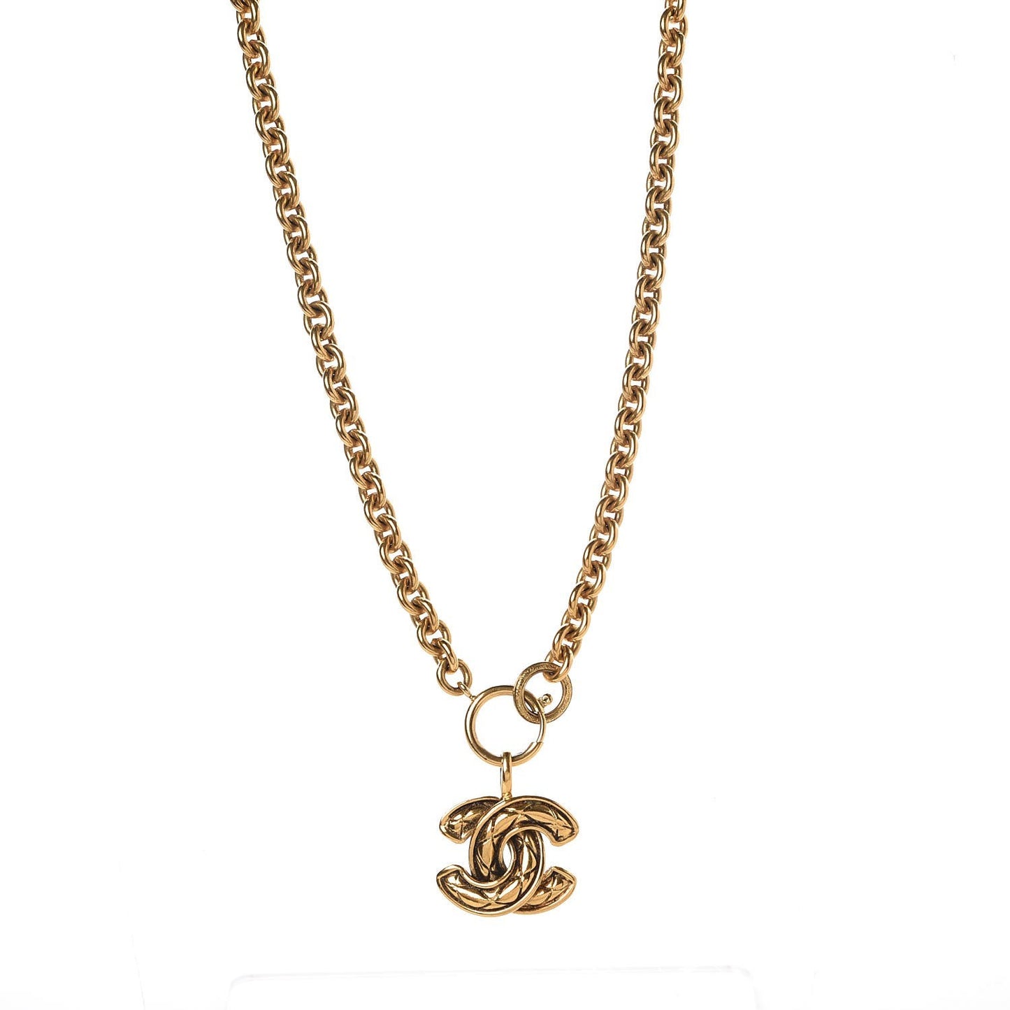 Quilted CC Necklace Gold