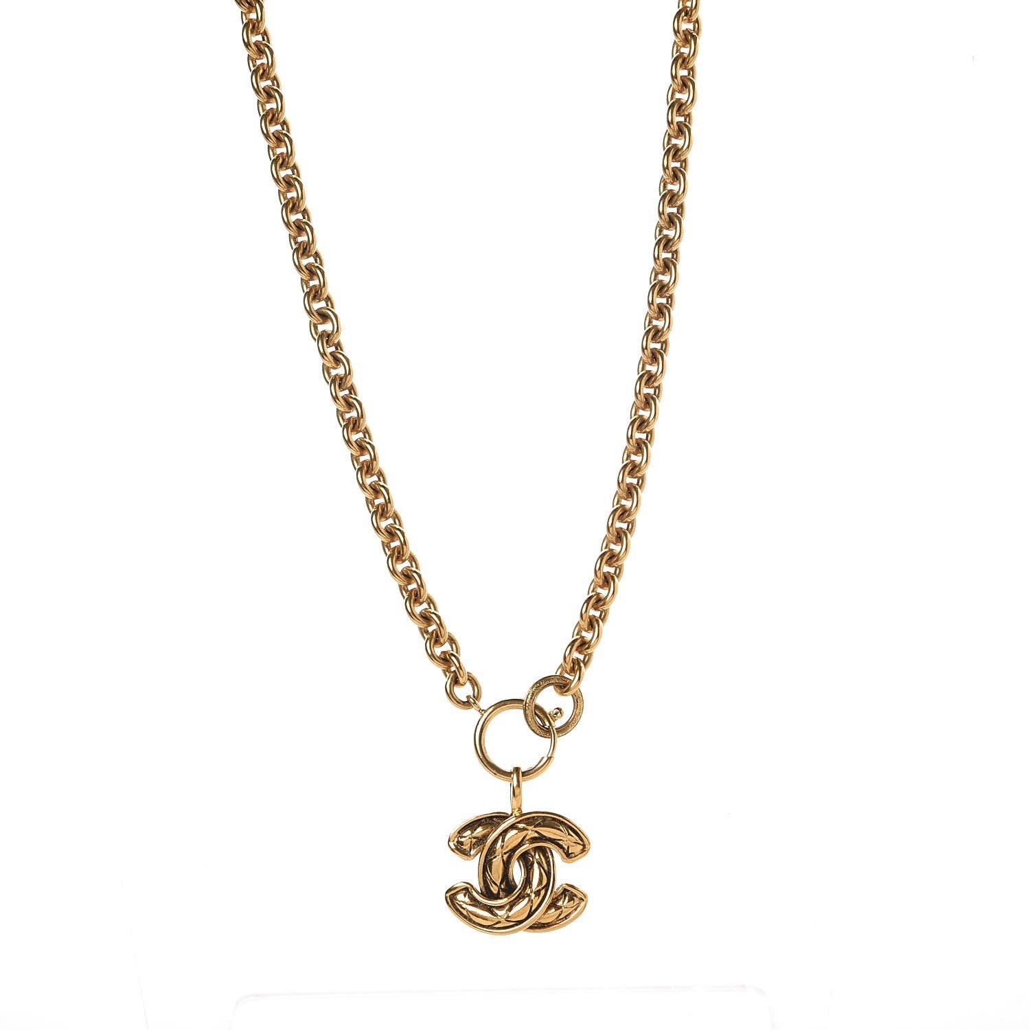 Chanel Quilted CC Necklace Gold 1 of 5