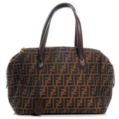 Fendi Zucca Vitello Artic Medium Double Zip Tote Tobacco Castagna 1 of 9
