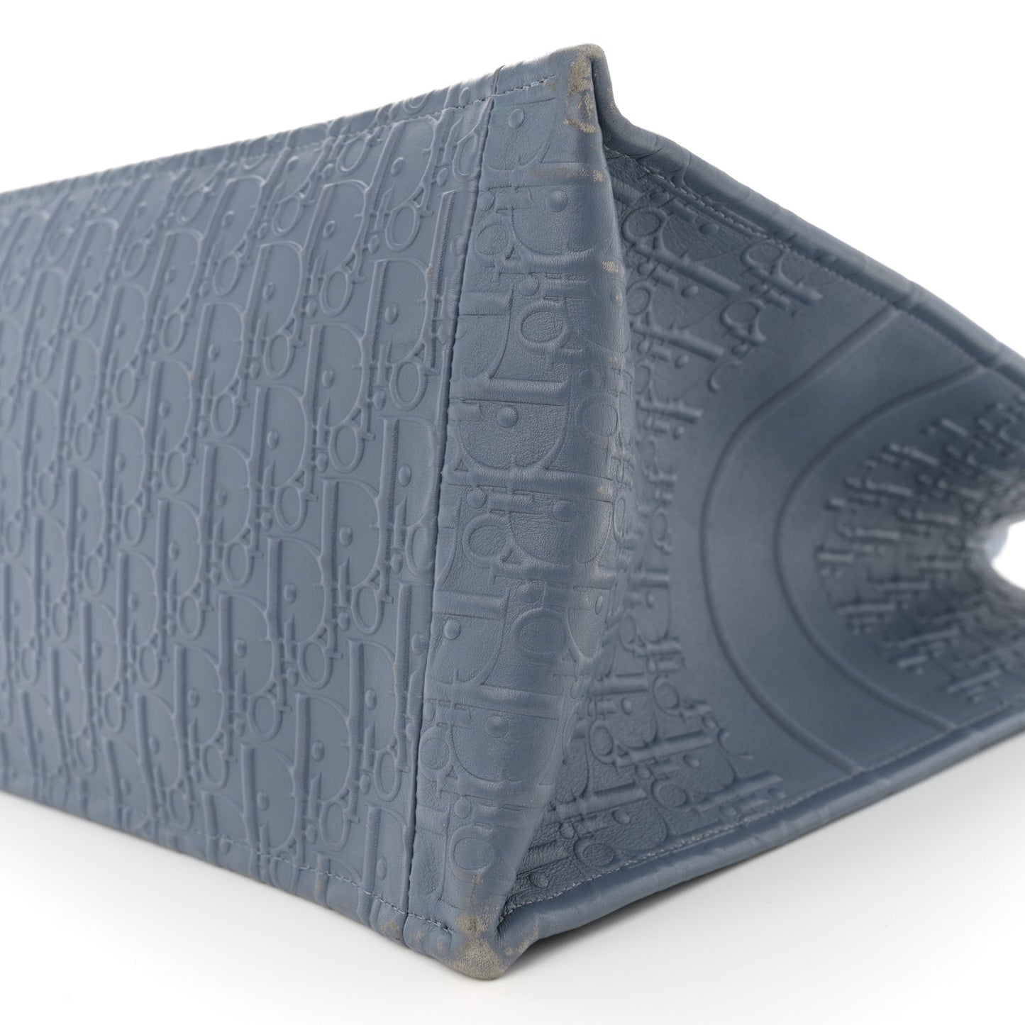 Oblique Calfskin Embossed Book Tote Denim Blue