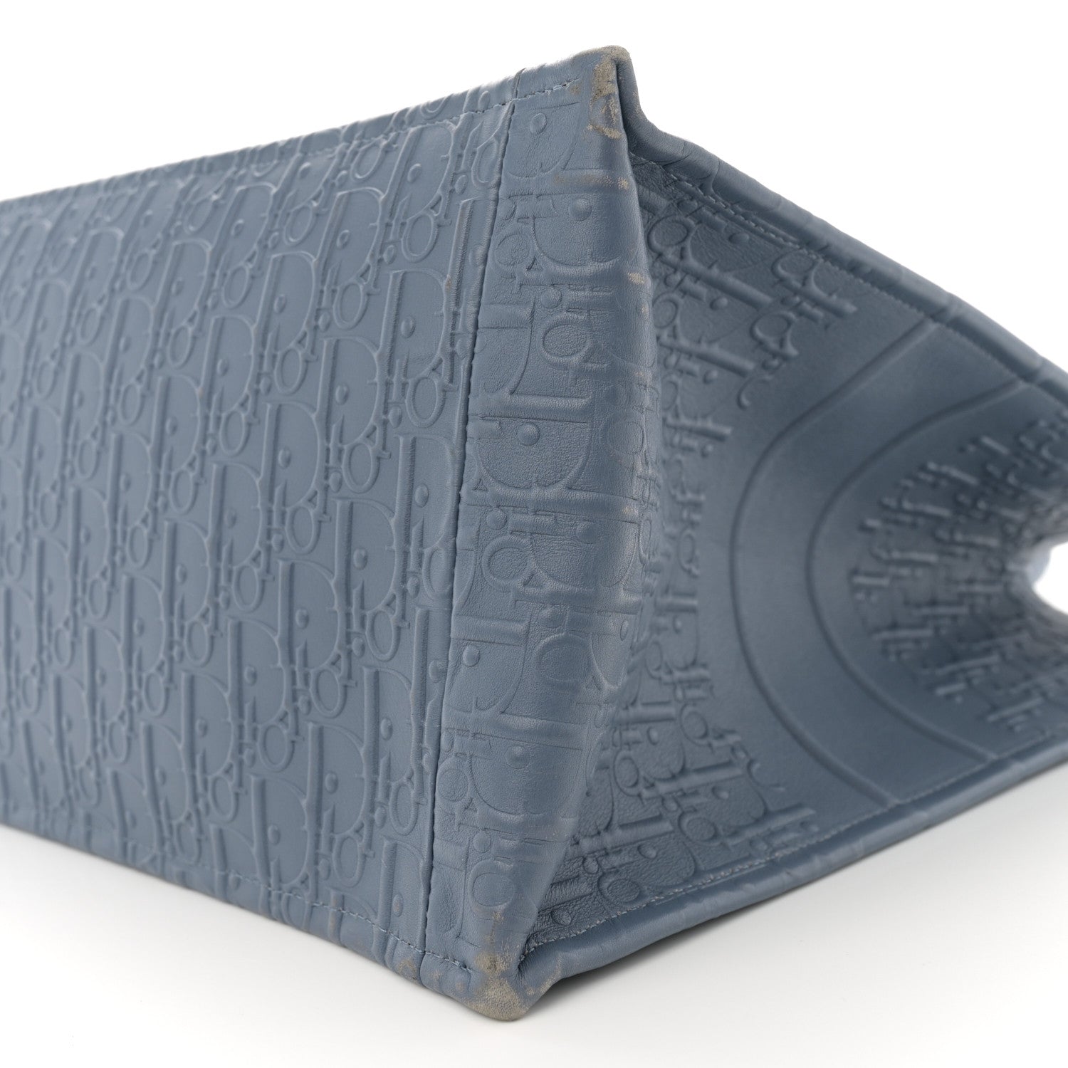 Christian Dior Oblique Calfskin Embossed Book Tote Denim Blue 10 of 14